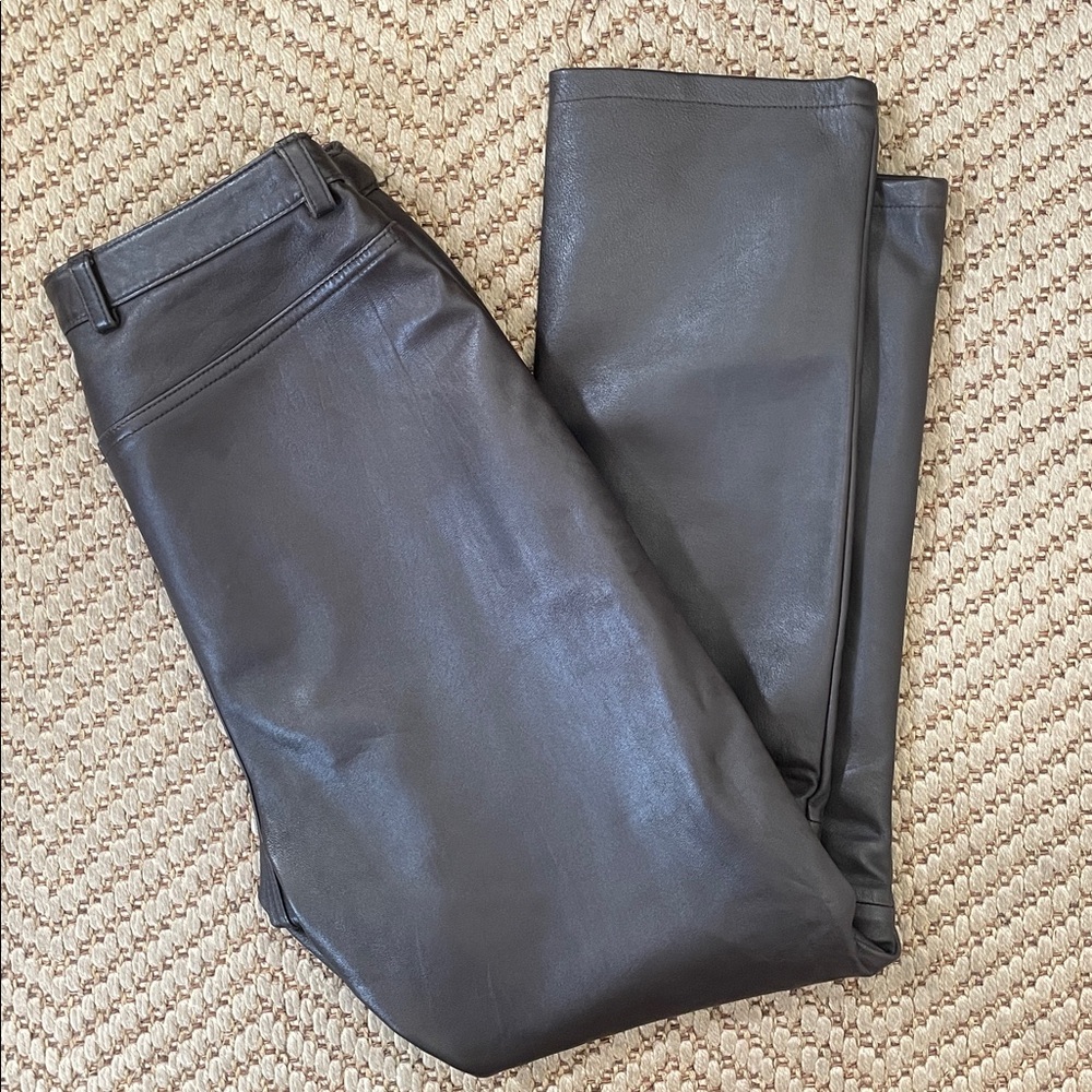 Eddie Bauer - Classic Straight Legged Leather Pants - Brown - 14